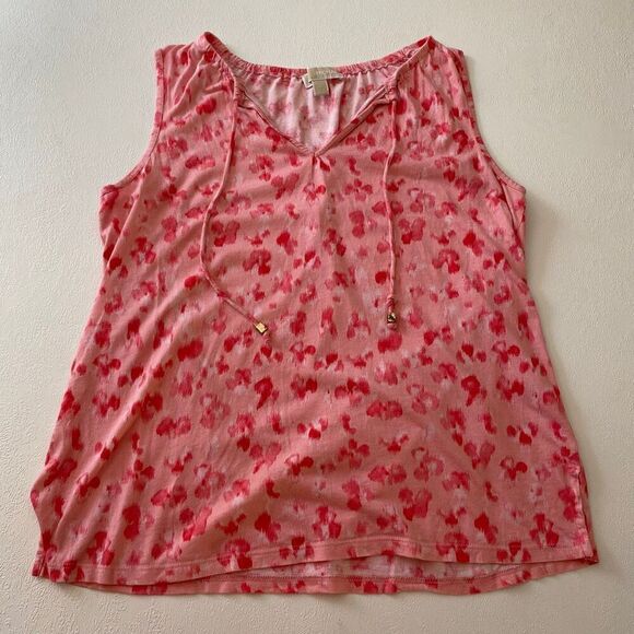 Michael Kors Pink Red Animal Print Sleeveless Blouse Size L - Picture 1 of 7